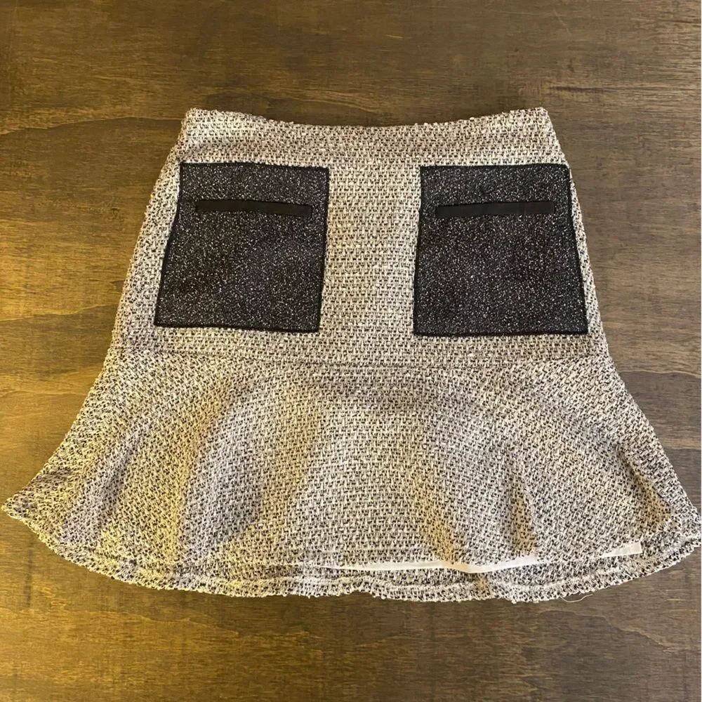 Ann Taylor Black and White Tweed Mini Skirt